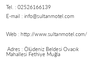 Sultan Motel iletiim bilgileri